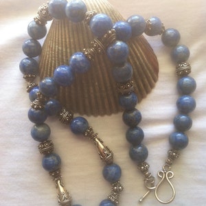 Lapis Lazuli and Sterling Silver Necklace Blue Egyptian Style Necklace Wedding Blue Gift Unique Jewelry Ornate Handmade Jewellery