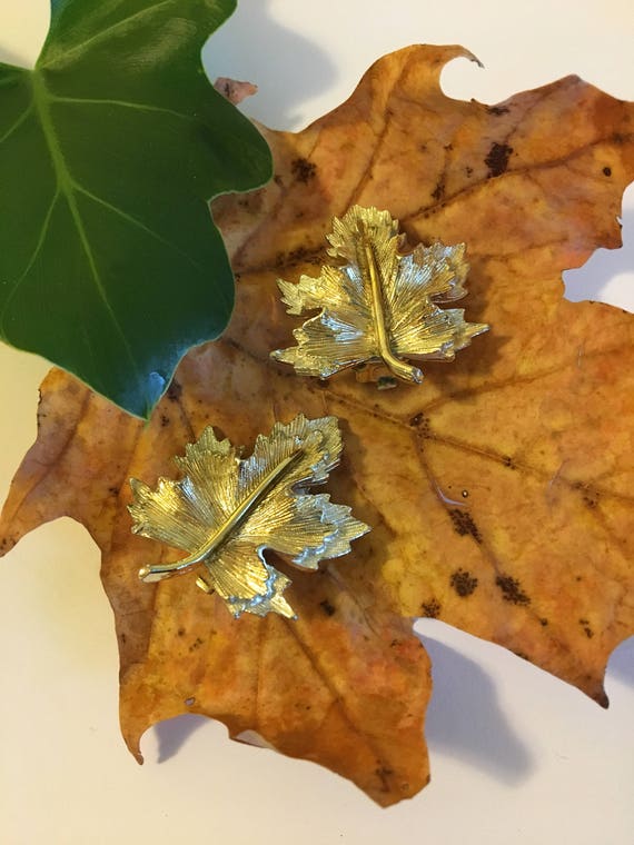 Leaf Earrings Vintage Sarah Coventry Gold and Sil… - image 3