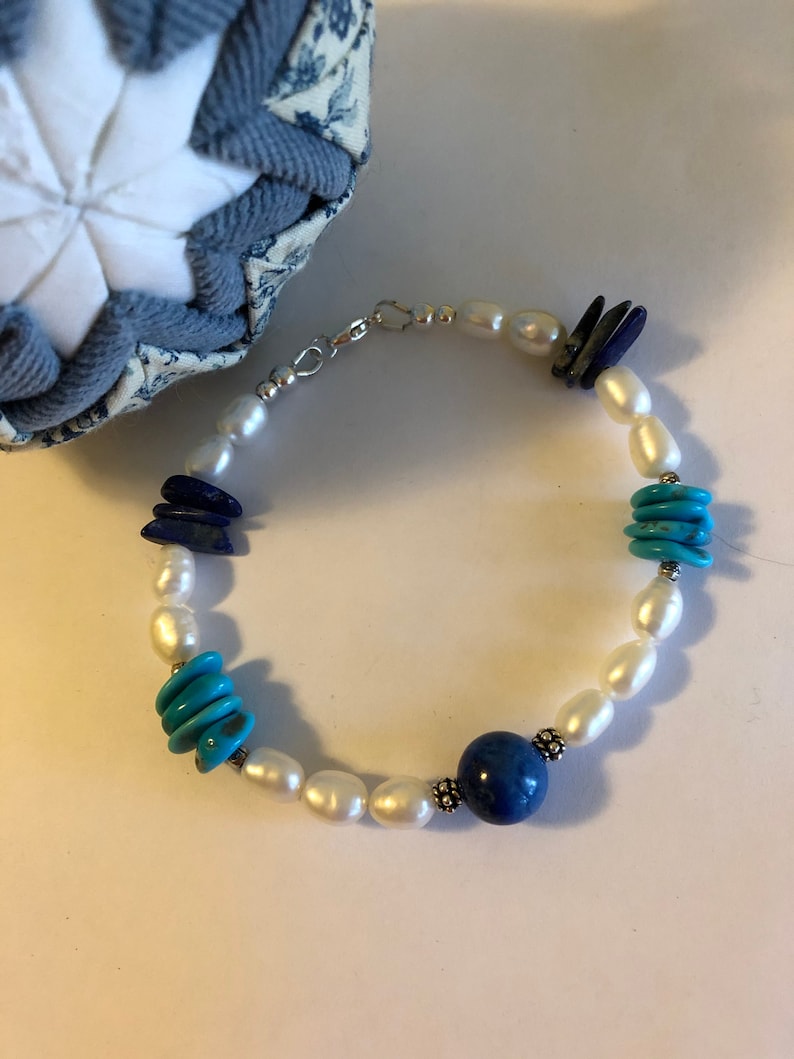 Sleeping Beauty Turquoise Sodalite Lapis Lazuli Bracelet - Etsy