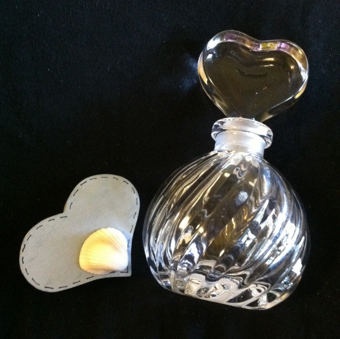 Crystal Heart Perfume Bottle Art Deco Vintage Glass Bottle Etsy