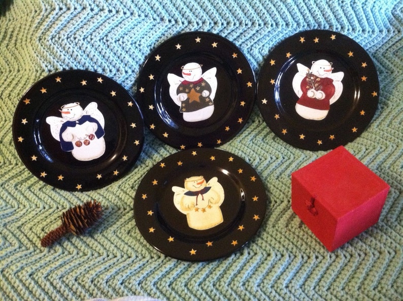 Christmas Dessert Plates Vintage Sonoma Black Ceramic Dishes Etsy