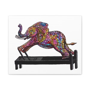 Cuadro de pared en lienzo con elefante y máquina de Pilates Reformer imagen 8