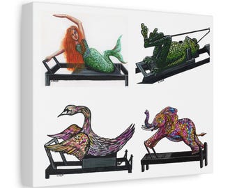 Lienzo, personajes de Pilates Reformer