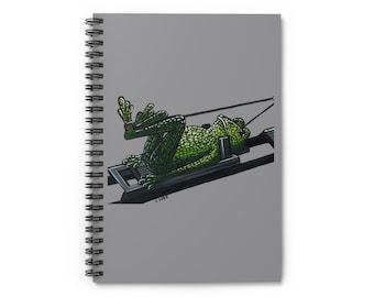 Spiral  Lined Notebook - Pilates Reformer Frog