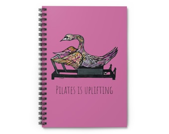 Spiral Notebook - Ruled Line, Pilates Reformer Swan