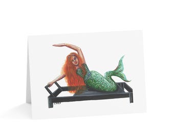 10 Greeting Cards Pilates Reformer Mermaid