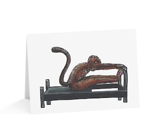 10 Greeting Cards Pilates Reformer Monkey