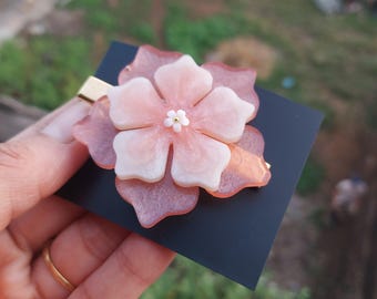 Real Flower Bracelet, Resin Jewelry, Gold Chain Floral Piece