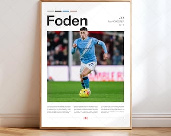 Phil Foden Poster, Man City Digital Print, Soccer / Football Gifts, Collector Art, Sports Player, High Resolution (Instant Download)