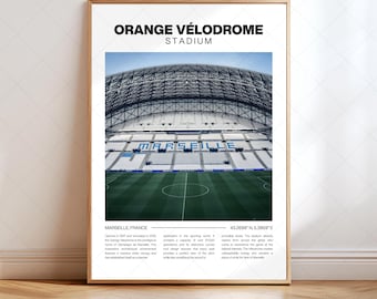 Orange Velodrome, Marseille Stadium Poster, Digital Print, Football Gifts, Collector Art, Sports Venue, High Resolution Instant Download