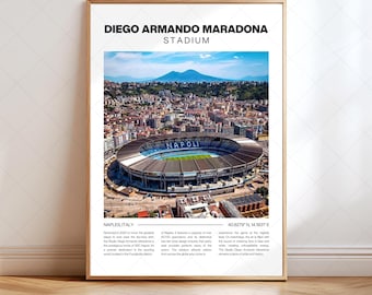 Diego Armando Maradona, Napoli Stadium Poster, Digital Print, Football Gifts, Collector Art, Sports Venue, High Resolution Instant Download