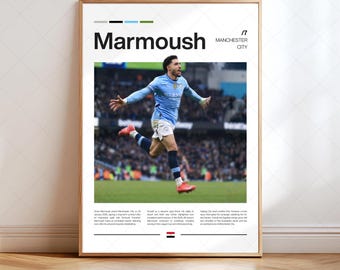 Omar Marmoush Poster, Manchester City Digital Print, Soccer / Football Gifts, Collector Art, Sports Player, High Resolution Instant Download
