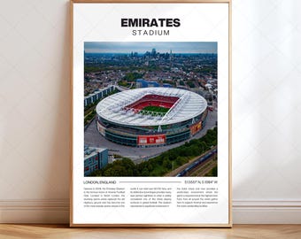 Emirates Stadium Poster, Digital Print, Soccer/Football Gifts, Collector Art, Sports Venue, High Resolution Instant Download