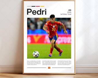 Pedri Poster, Spain National Team Digital Print, Soccer / Football Gifts, Collector Art, Sports Player, High Resolution (Instant Download)