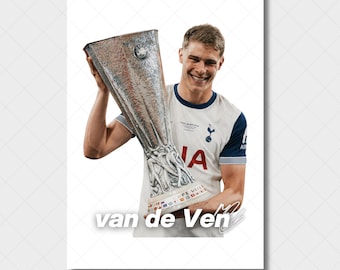 Micky van de Ven Poster, Tottenham Hotspur Minimalist Digital Print, Soccer/Football Gift, Sports Player, High Resolution (Instant Download)