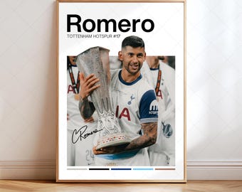 Cristian Romero Poster, Tottenham Hotspur Digital Print, Soccer/Football Gifts (Instant Download)