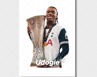 Destiny Udogie Poster, Tottenham Hotspur Minimalist Digital Print, Soccer/Football Gift, Sports Player, High Resolution (Instant Download)