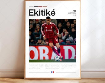 Hugo Ekitike Poster, Liverpool Digital Print, Soccer / Football Gifts, Collector Art, Sports Player, High Resolution (Instant Download)