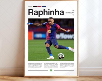 Raphinha Poster, Barcelona Digital Print, Soccer / Football Gifts, Collector Art, Sports Player, High Resolution Instant Download