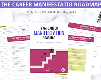 The Career Manifestation Roadmap: 90 Days to Reprogram Your Brain | Instant Download | Editable in Canva | A4 A5 HP US Letter | Color n B/W