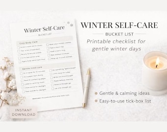 Winter Self Care Bucket List Printable, Editable Winter Checklist Template, Self Care To Do List, Self Love Activity, Self Compassion