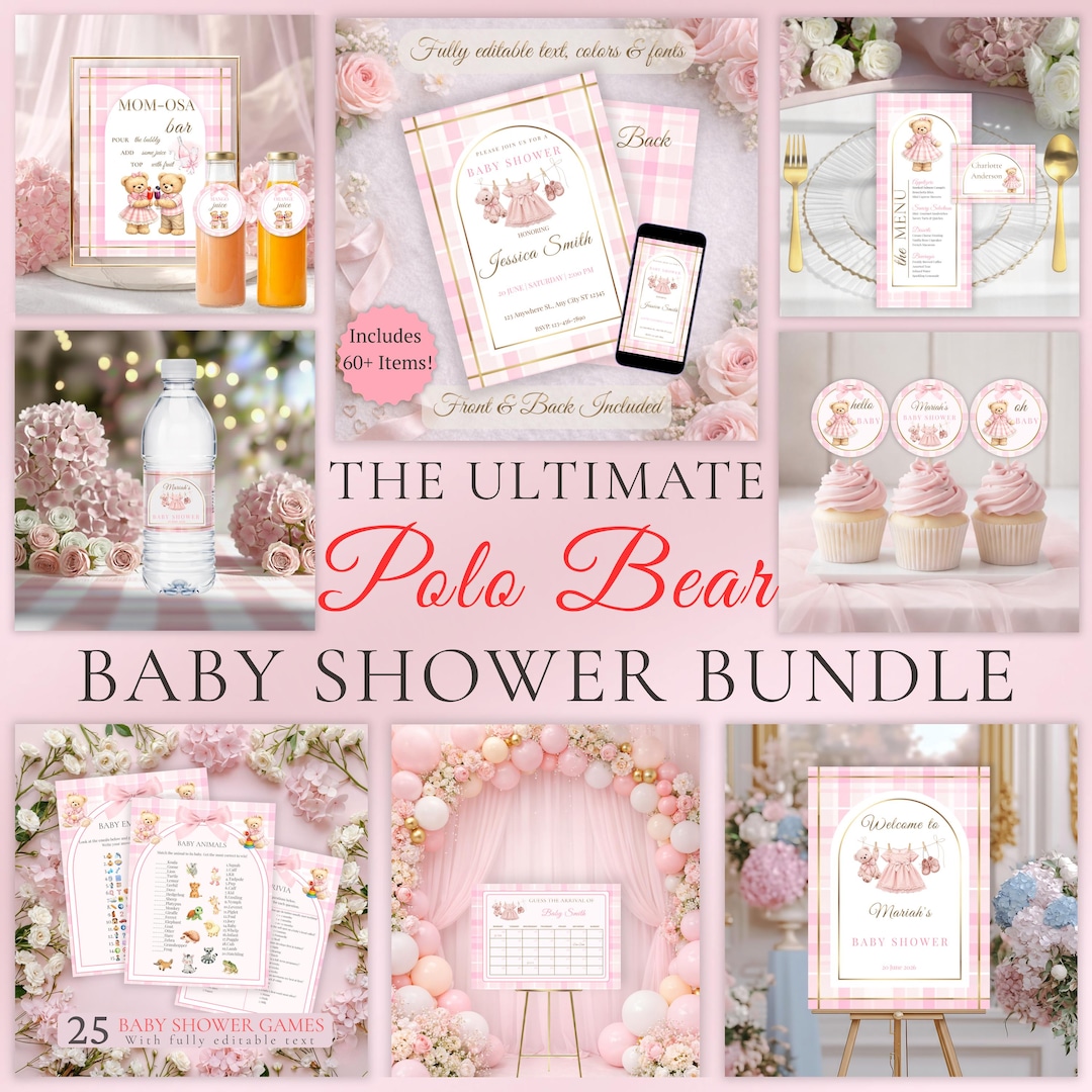 Polo Baby Shower Bundle Girl | Ralph Lauren Baby Shower Invitation ...