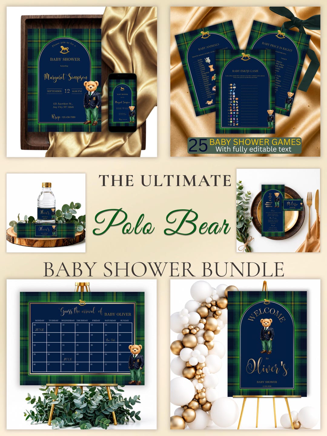 Ralph Lauren Baby Shower Bundle, Polo Bear Baby Shower Decor, Preppy ...