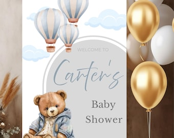 Teddy Bear Baby Shower Welcome Sign Poster  | Teddy Bear Bundle Set | Neutral Baby Shower Decor | Editable Canva Files