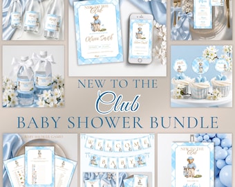 Ralph Lauren Baby Shower Bundle, Golf Baby Shower Invitation , New to the Club Polo Bear Boy, Welcome Sign, Games, Editable Canva Template