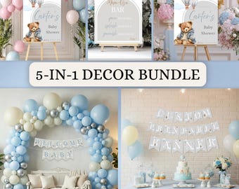 We Can Bearly Wait Welcome Sign,Teddy Bear Baby Shower Signs, Welcome Poster, Mom osa bar sign, Editable Signs Canva Printable