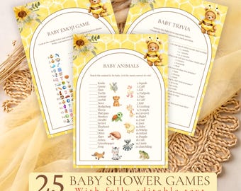 Honey Bee Baby Shower Games Bundle, New to the Hive, Who Knows Mommy Best, Pass the Prize, Mommy or Daddy Game, Babyshower Games