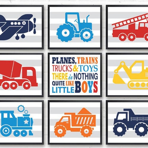 Trucks Wall Art PRINTABLE Transportation Set of 7 Prints for - Etsy