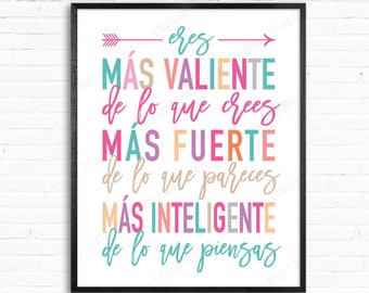 Spanish Quote Printable Poster for DIY Kids Room Decor You | Etsy