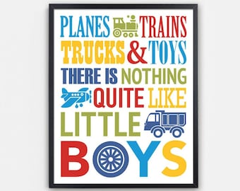 Planes Trains Trucks Art: Toddler Boy Room Decor (Digital Download)
