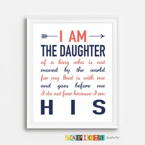 I am the daughter of a king Printable art for DIY Christian Nursery Decor, Nursery Wall Art, Kids Room Decor 8x10 11x14 instant download