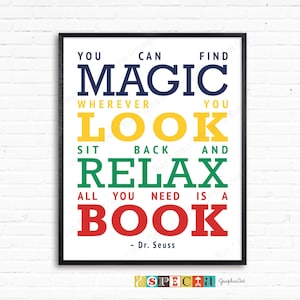 Dr. Seuss Finden Sie Magie, wo immer Sie aussehen druckbare Poster für DIY Kinderzimmer Dekor, Homeschool Klassenzimmer Wandkunst, 8 x 10 11 x 14 herunterlad