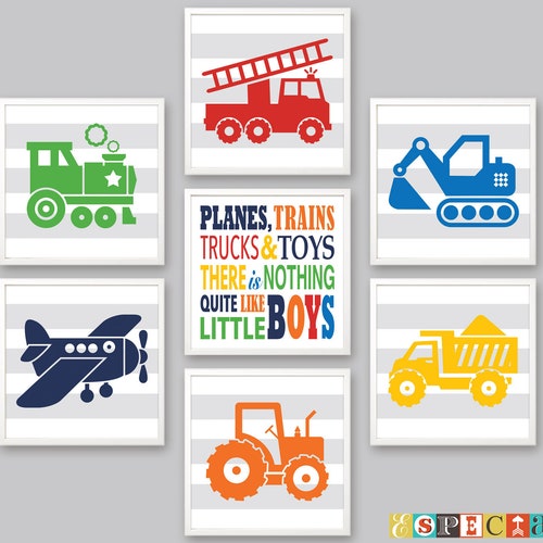 Trucks Wall Art PRINTABLE Transportation Set of 7 Prints for - Etsy