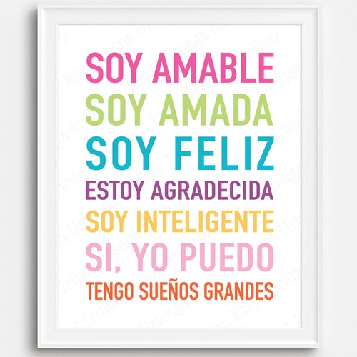 Printable Poster in Spanish for DIY Girl Room Decor You Are | Etsy