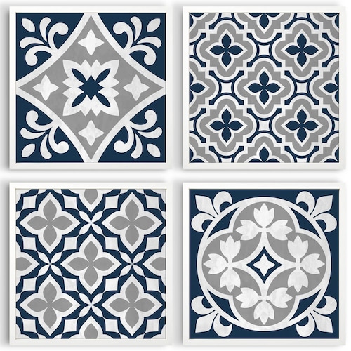 Black White Tiles Printable Wall Art Set of 4 8x8 Geometric | Etsy