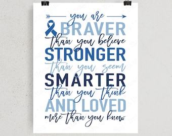 Colon cancer fighter support Motivation quote, PRINTABLE wall art print, cancer survivor gift, Colorectal Cancer pacient encouragement