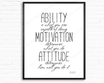 Ability Motivation Attitude printable poster, 8x10 11x14 sports theme wall art, Leadership Success Quotes, instant download