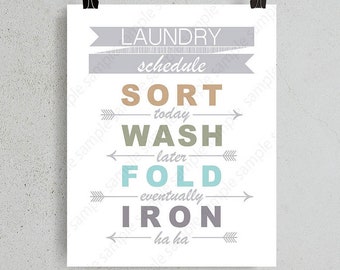 Laundry Schedule Printable Art for Washing Room wall decor, 8x10 and 11x14 Laundry Room sign, digital download poster