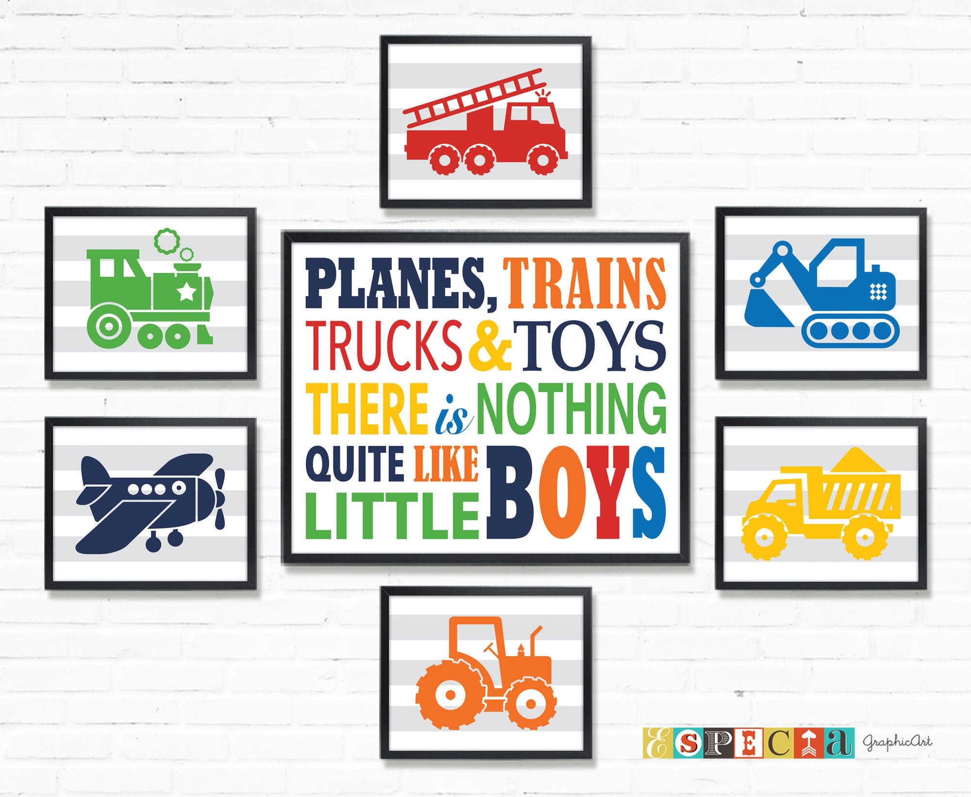 Trucks Wall Art PRINTABLE Transportation Set of 7 Prints for | Etsy