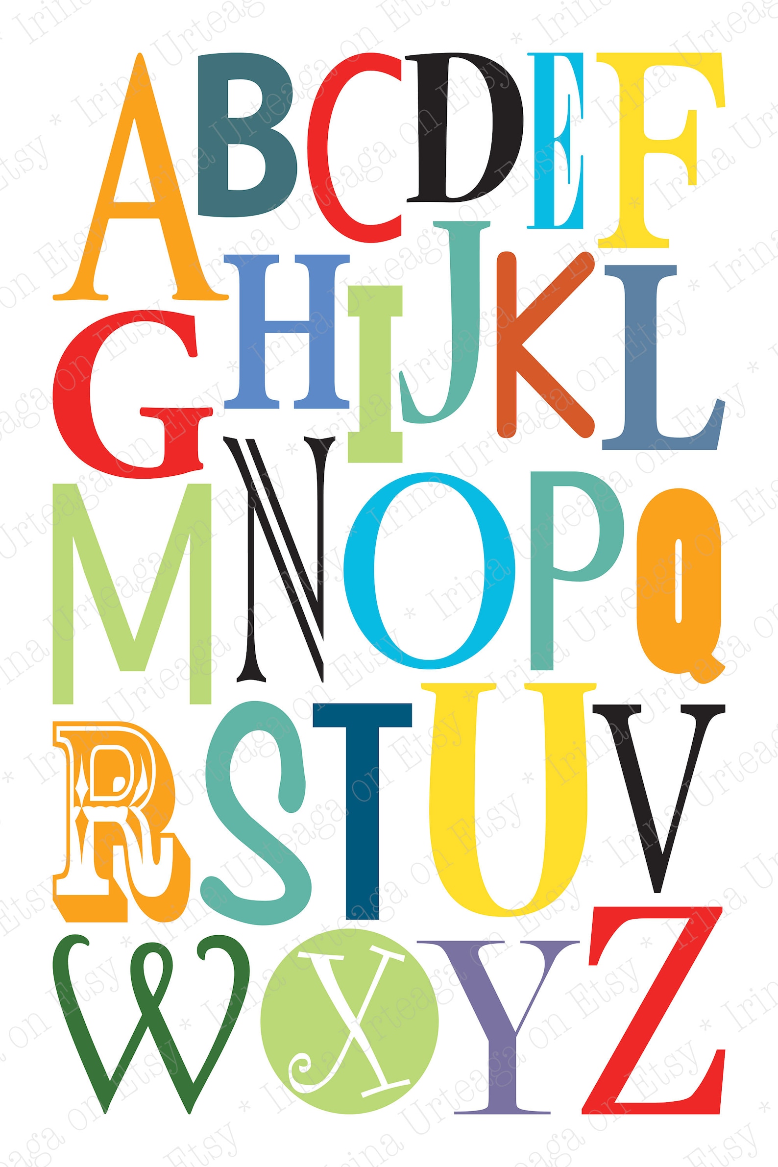 Printable ABC 123 Alphabet Posters Set of 2 12x18 and 8x10 | Etsy