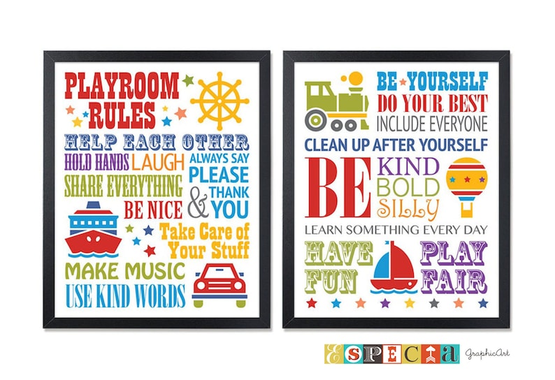 Playroom Rules Printable Wall Art for Toddler Boy Play or Game Etsy