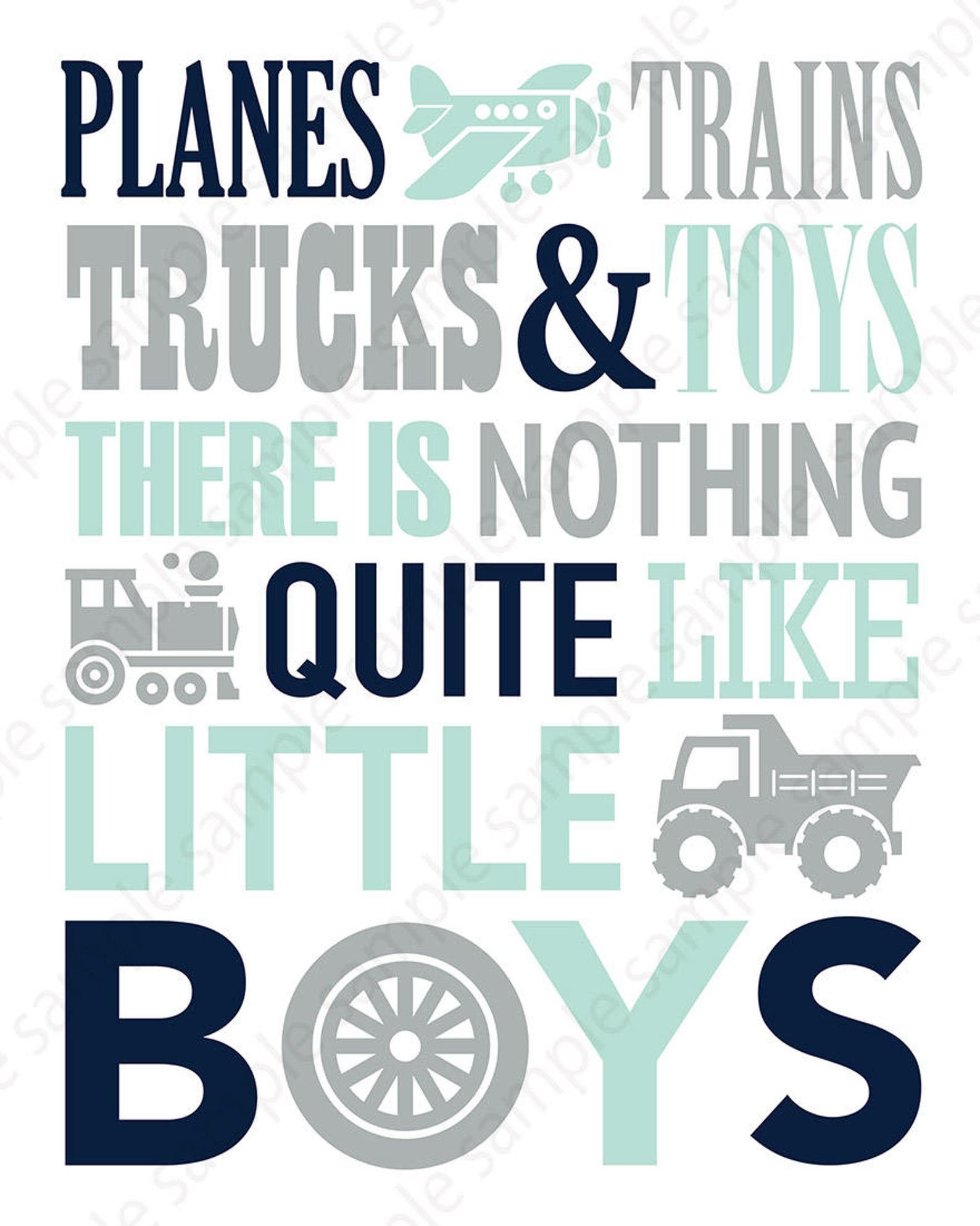 Mint Gray Navy Blue Nursery PRINTABLE Wall Art for Boys Play - Etsy
