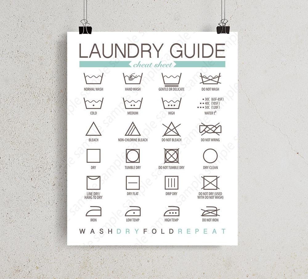 Printable Laundry Guide for Laundry Room Decor, 8x10 11x14 11x17 ...