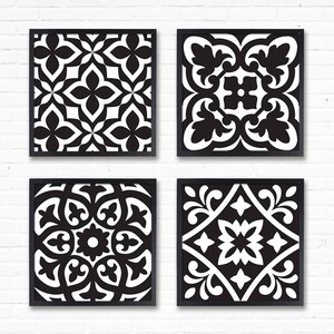 Black & White Tiles Printable Wall Art Set – Instant Download (set of 4 ...