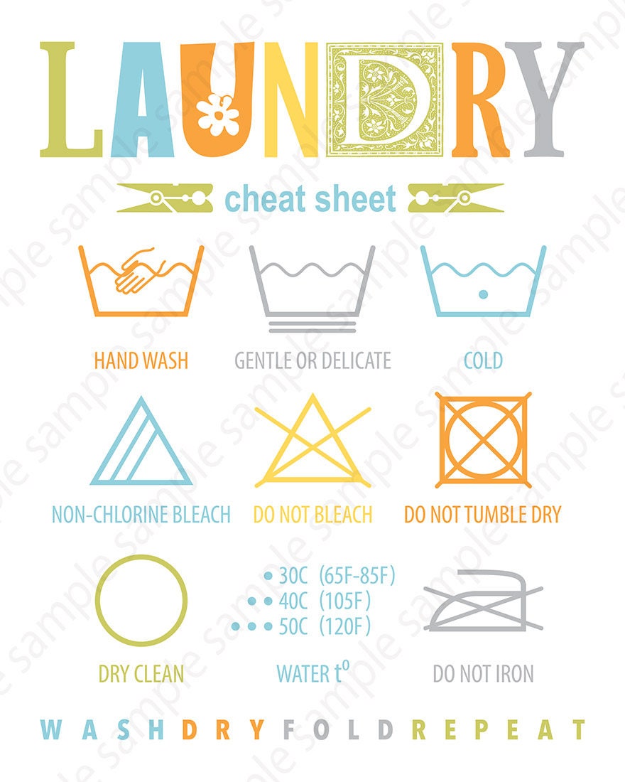 Laundry guide Laundry Room decor Printable art Set of 3 8x10 Etsy