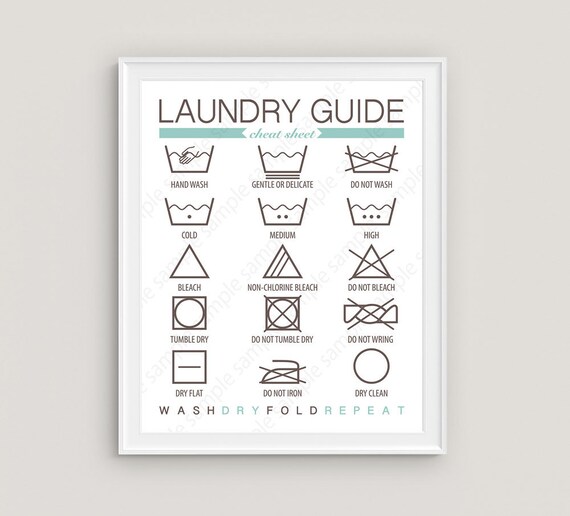 Wäsche Guide Wall Art Wäsche Anleitung Wäsche Symbole Waschen